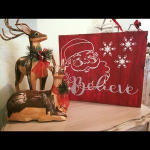Santa Wood Christmas Sign